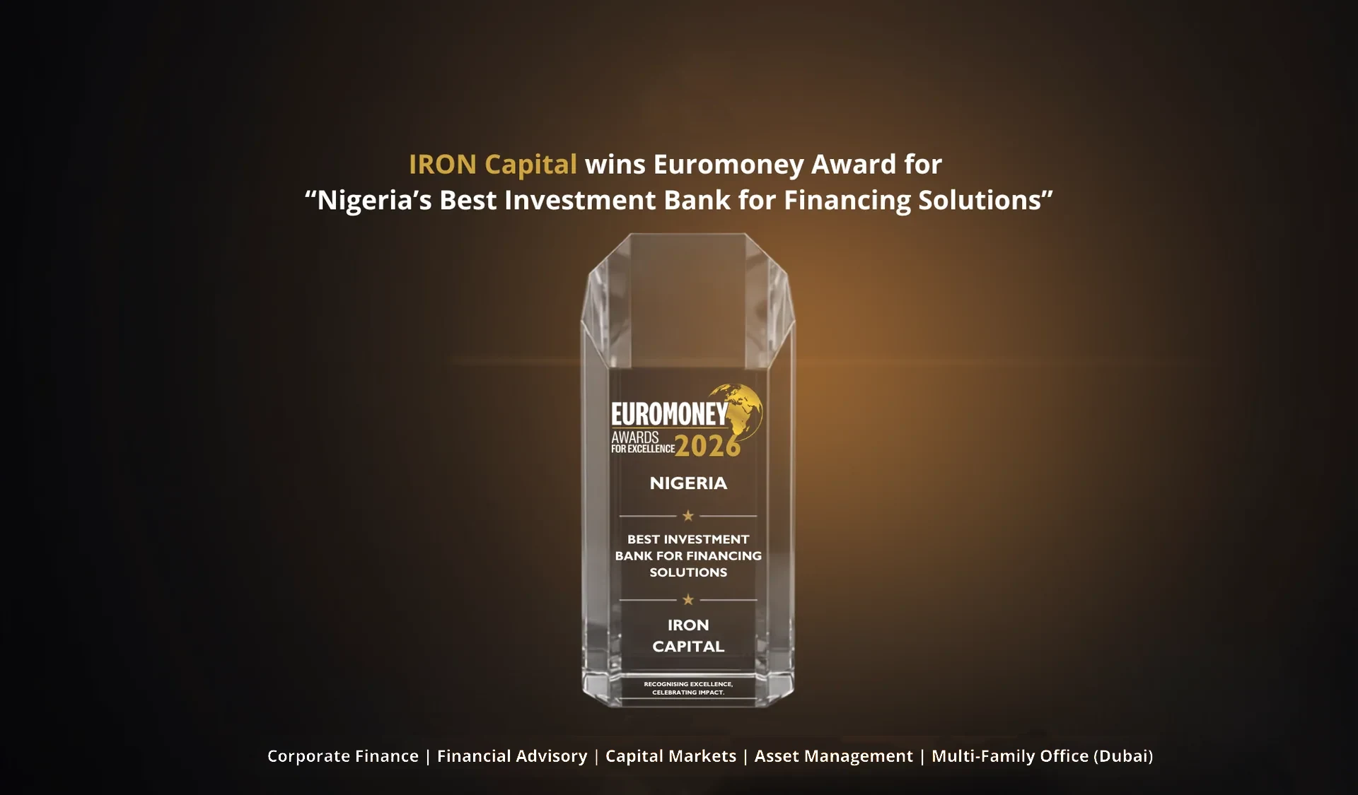 IRON Capital wins Euromoney Award for Nigeria's Best Investment Bank for Financing Solutions, 2026